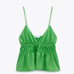 Zara Green Gathered Top Size S NWT